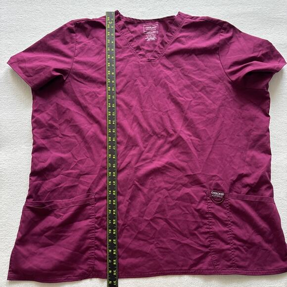 Cherokee Workwear Revolution Women Scrub V-Neck Top Shirt 3XL Wine Maroon WW620 - Picture 12 of 13